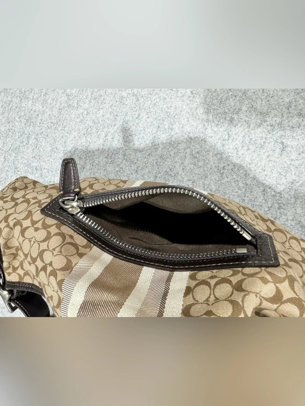 Genuine Coach Legacy Signature Duffle Shoulder Handbag L1371-29621E Tan/Brown